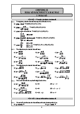Bài tập Đại số 10 - Chương II Hàm số bậc nhất và bậc hai